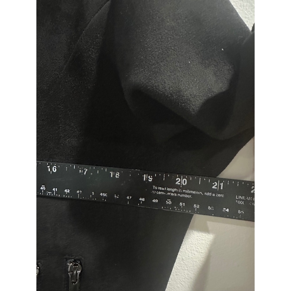 Blue Rain Womens Black Faux Suede Moto Jacket Asymmetrical Zip Bikercre - Picture 4 of 6